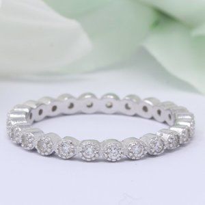 2.5mm Stacking Eternity Band Art Deco Crown Bezel